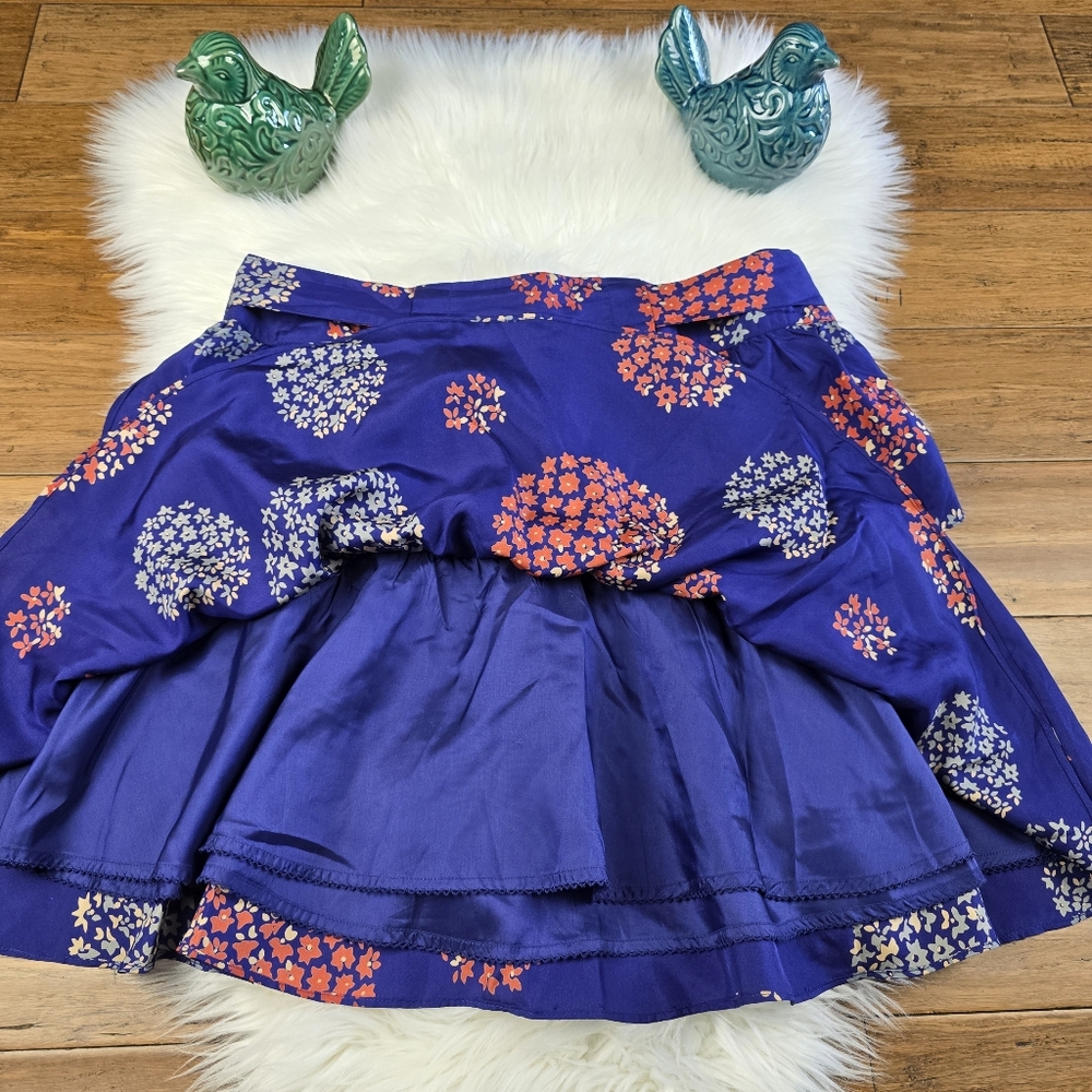 Anthropolgie SILK Odille Belted Tiered Silk Mini Skirt 12 - Picture 14 of 14